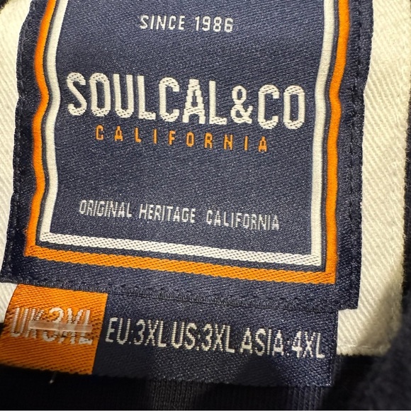 Soulcal & Co Men’s Navy Blue Polo Short W/ White Trim Sz 3XL Excellent! - Picture 5 of 10